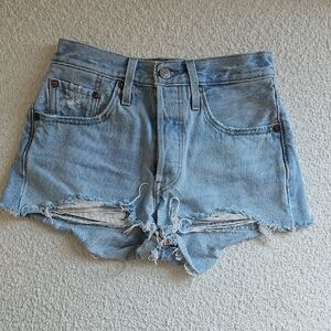 Levi's Light Blue Distressed Jean Shorts